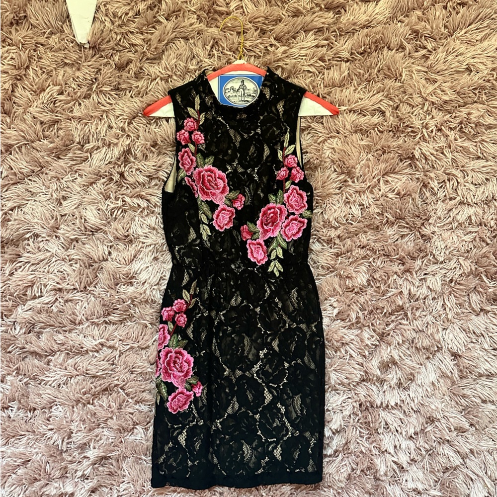 As U Wish Floral Lace Mini Dress
